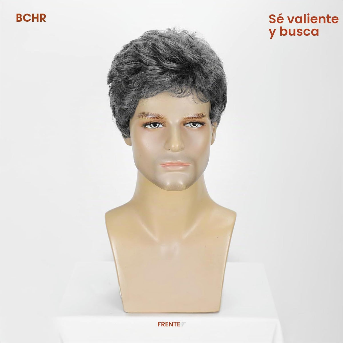 BCHR Peluca corta gris oscuro para hombre, peluca de cabello sintét...