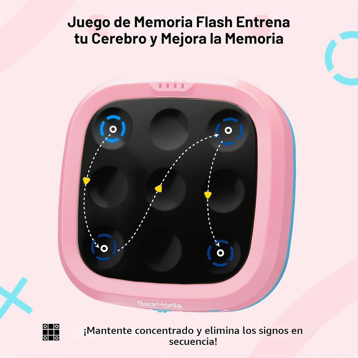 BearHonie Juego electrónico de Tic Tac Toe - Rompecabezas portátil...