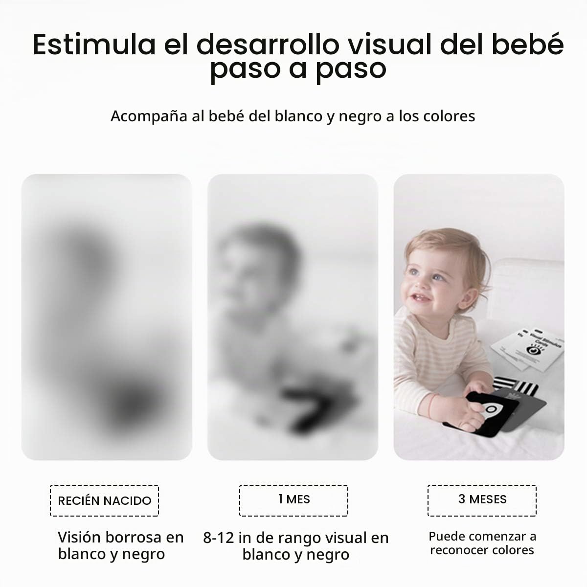 beiens Tarjetas didácticas para bebés de alto contraste, color blan...
