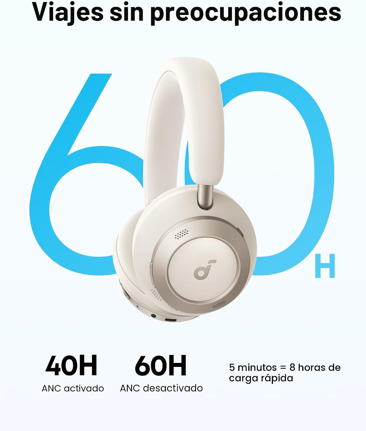 Soundcore Space One Pro, auriculares supraaurales FlexiCurve, auric...