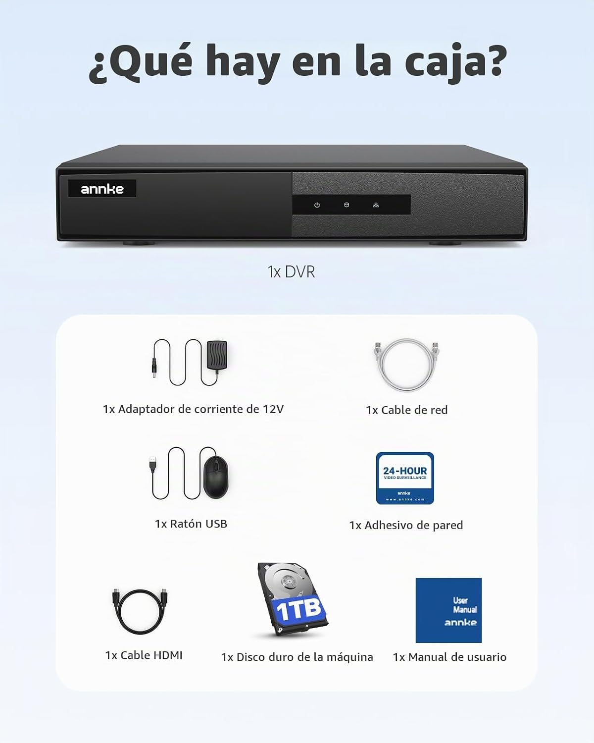 ANNKE DVR Lite de 8 canales 3K para cámara de seguridad, disco duro...