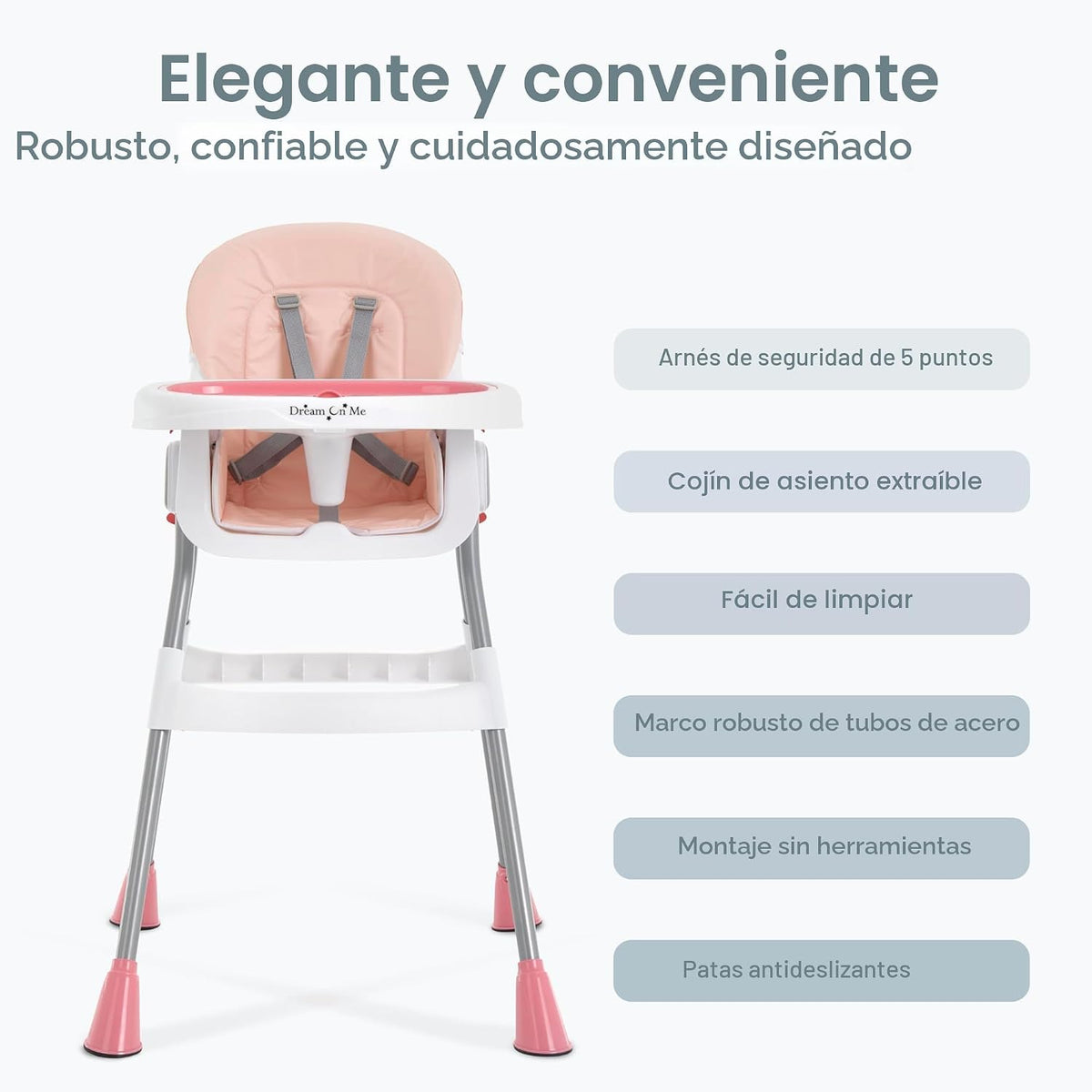 Dream On Me Silla alta portátil 2 en 1, silla alta convertible comp...