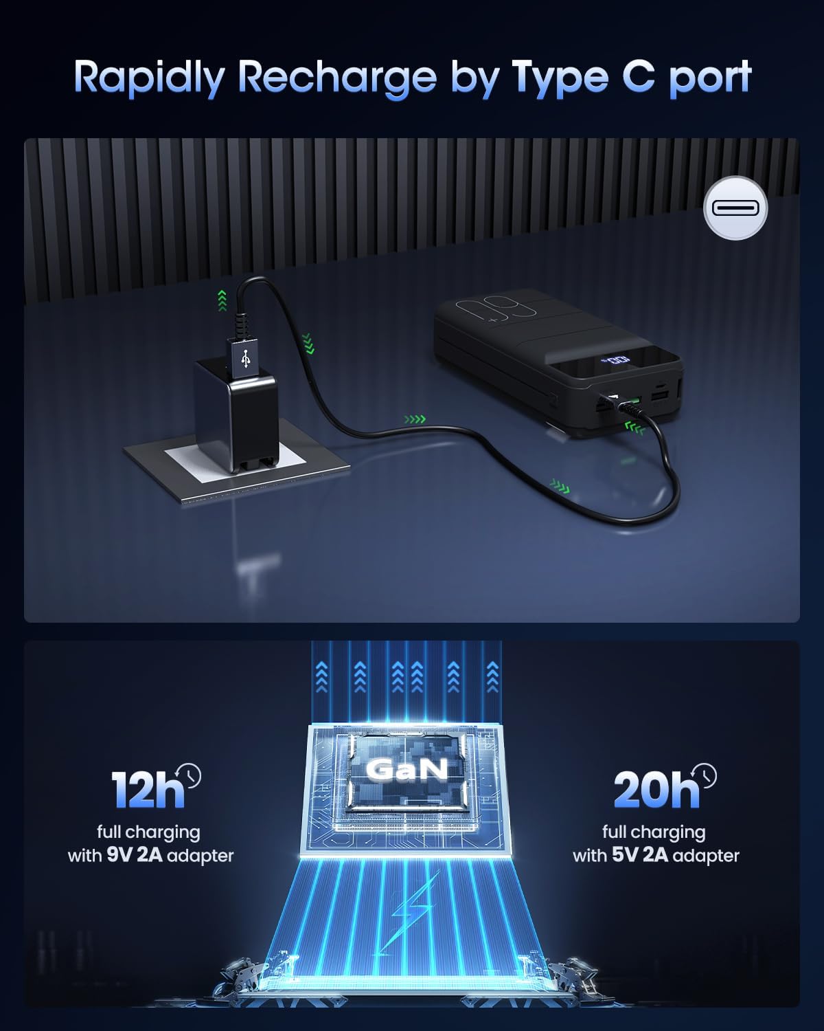 Cargador Portátil 60000mAh Banco de Energía - Carga Rápida 22.5W Pa...