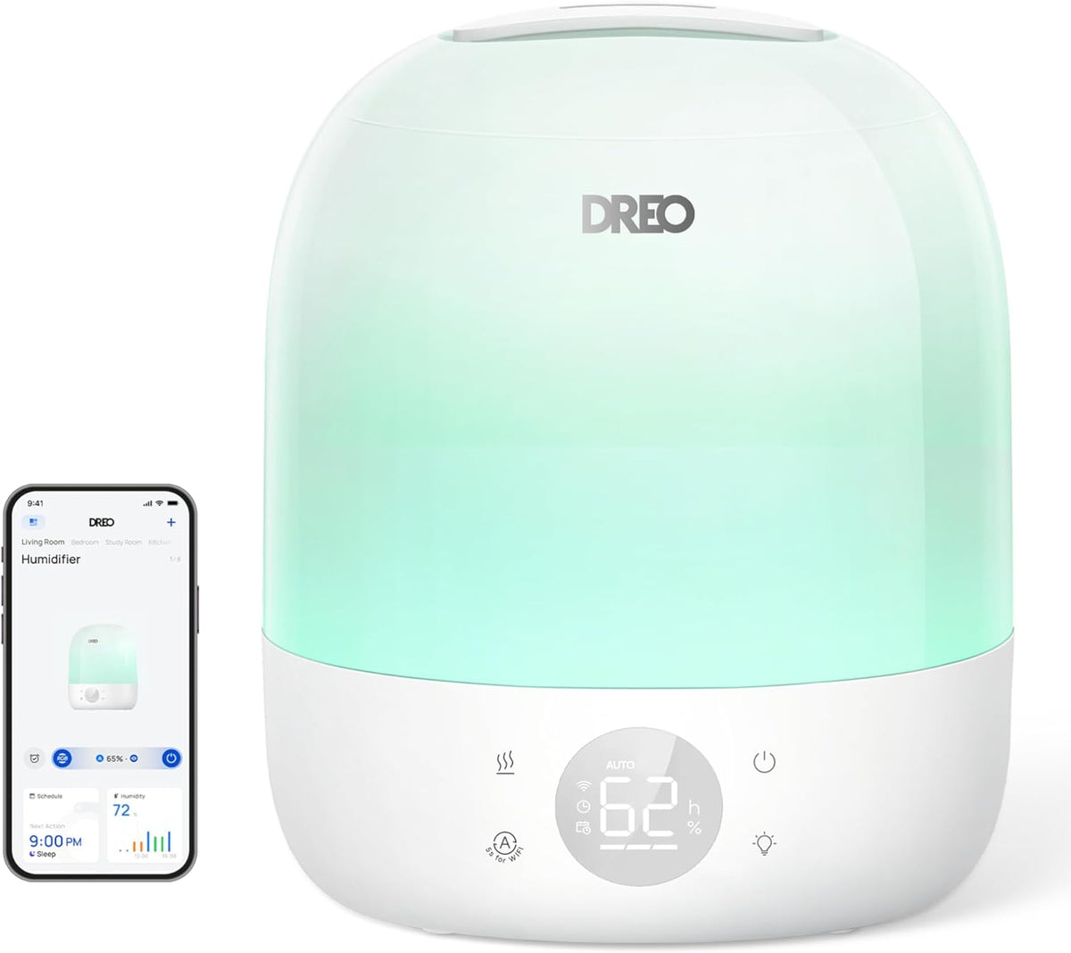 DREO Humidificadores inteligentes para dormitorio de bebé, 30H y 28...