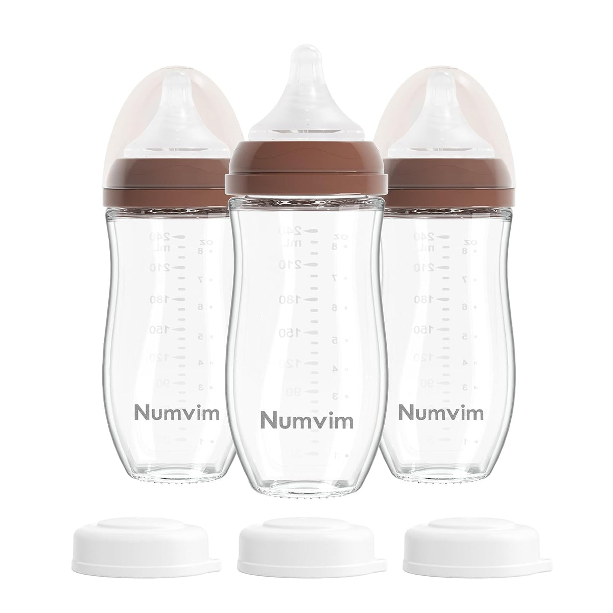 Numvim Botellas de Vidrio Natural para Bebés con Flujo Suave y Extr...