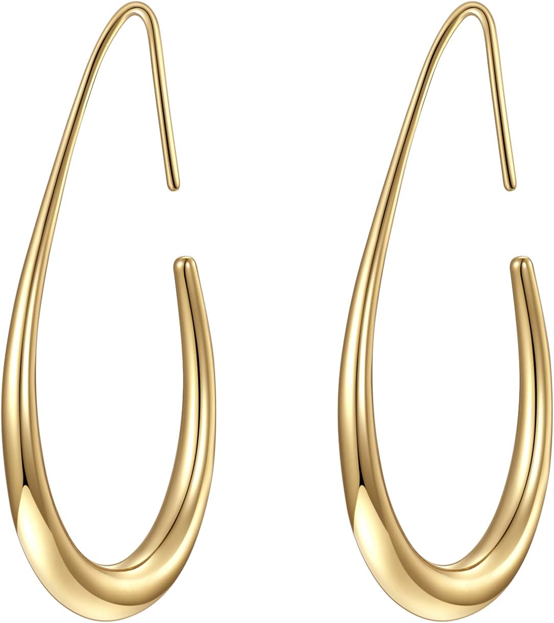 Aretes de aro ligeros con forma de lágrima para mujer, chapados en...