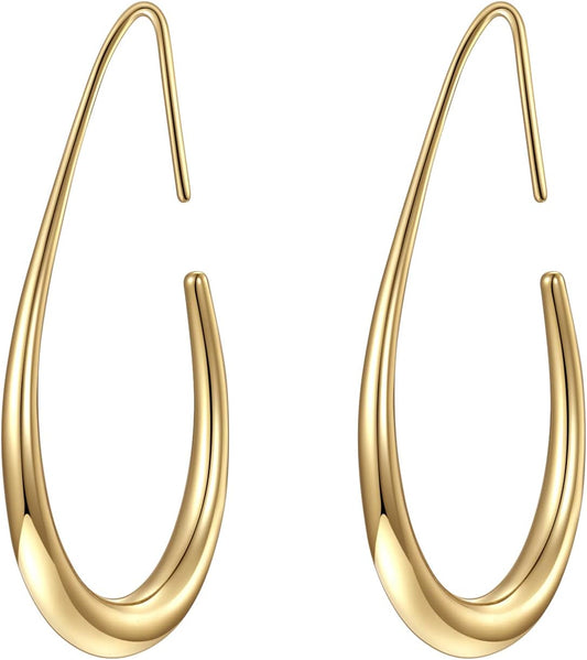 Aretes de aro ligeros con forma de lágrima para mujer, chapados en...