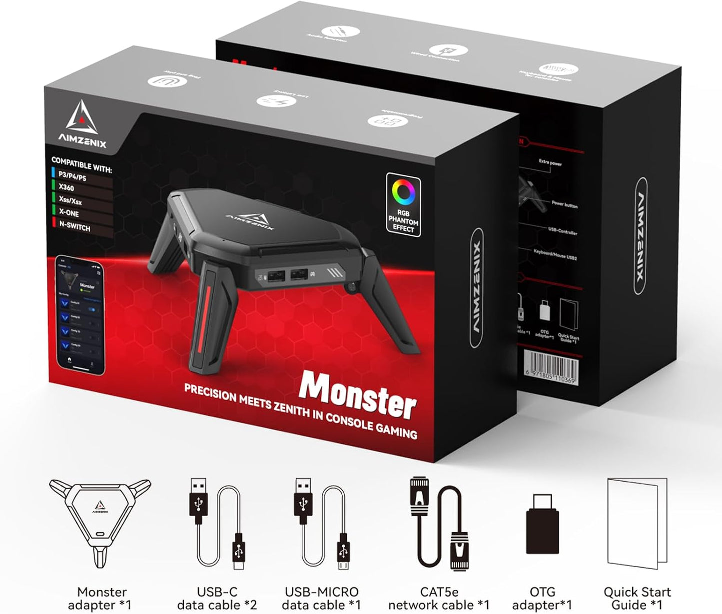 AIMZENIX Adaptador de teclado y mouse Monster para PS5 (a través de...