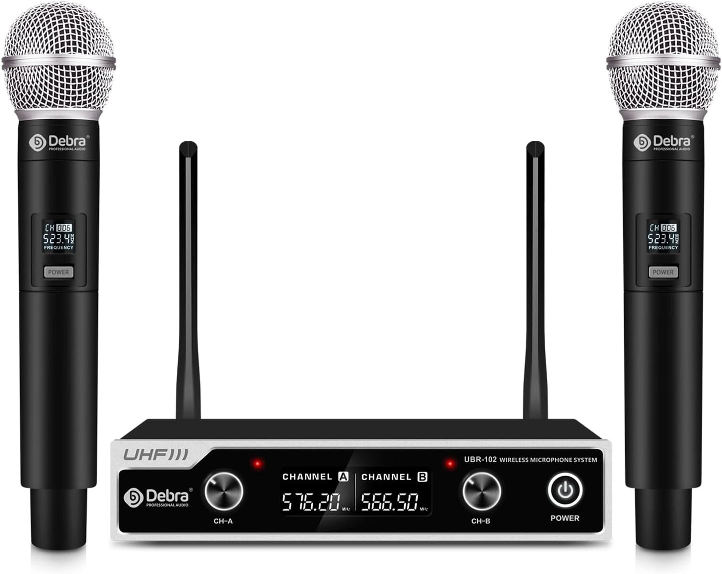D Debra Sistema de micrófono inalámbrico UHF UBR-102 con micrófonos...