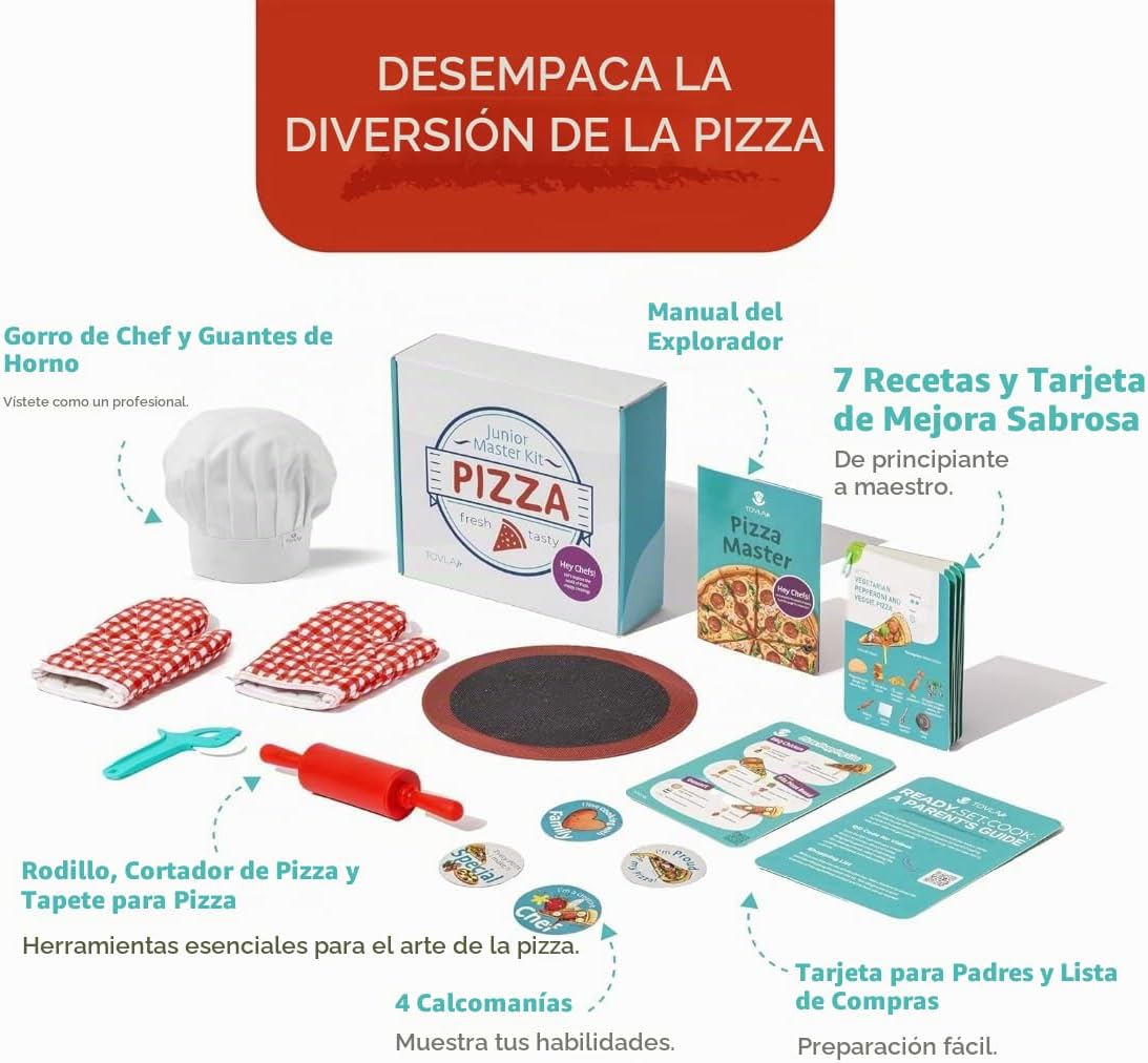 Tovla Jr. Kit de cocina de pizza real definitivo para niños, divert...