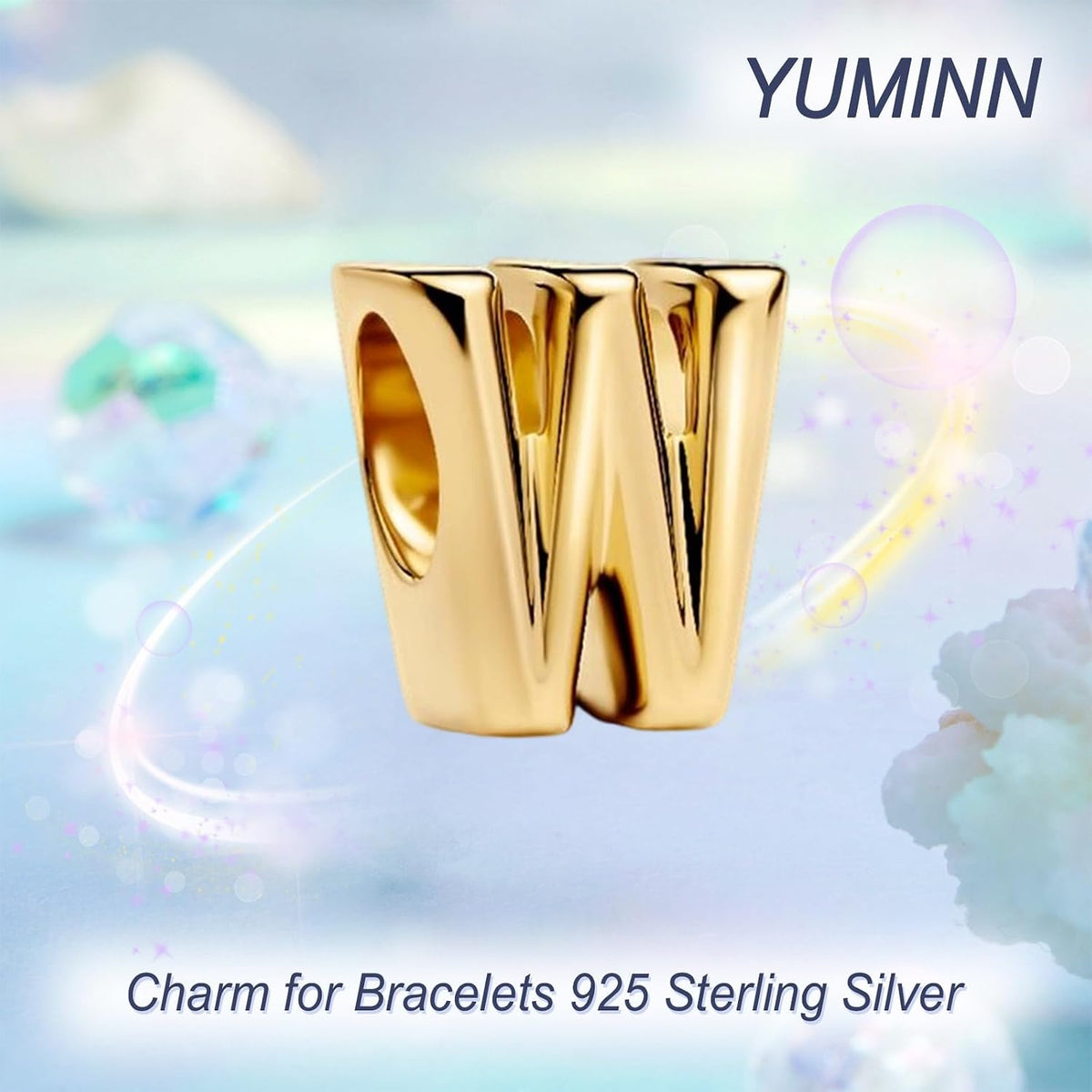 YUMINN Dijes dorados de la A a la Z para pulseras de plata esterlin...
