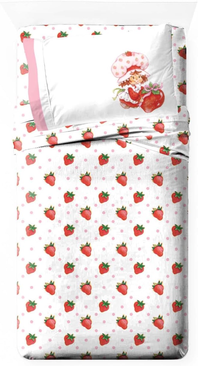 Jay Franco Strawberry Shortcake Juego de sábanas tamaño individual,...
