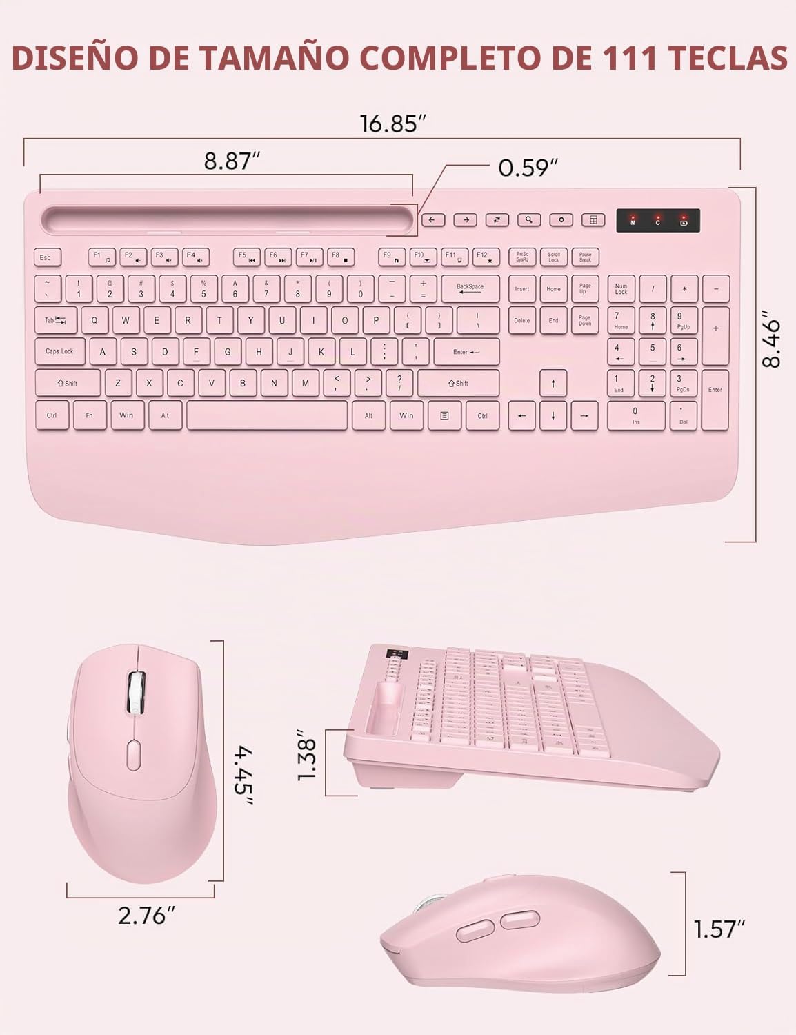 SABLUTE - Combo de teclado y mouse inalámbricos, tamaño completo, r...
