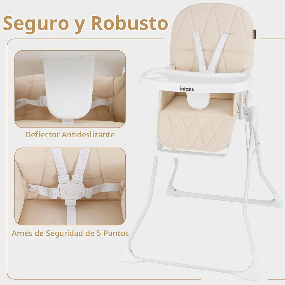INFANS Silla alta para bebé, silla alta portátil plegable rápida pa...