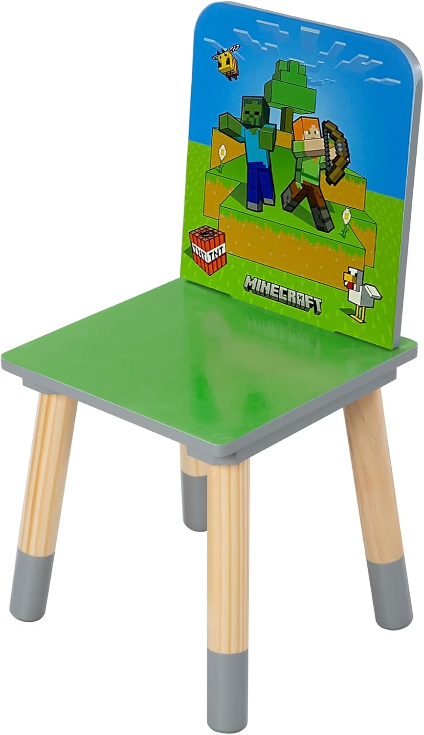Minecraft: Juego de grupo de asientos, mesa y 2 sillas, verde y azu...