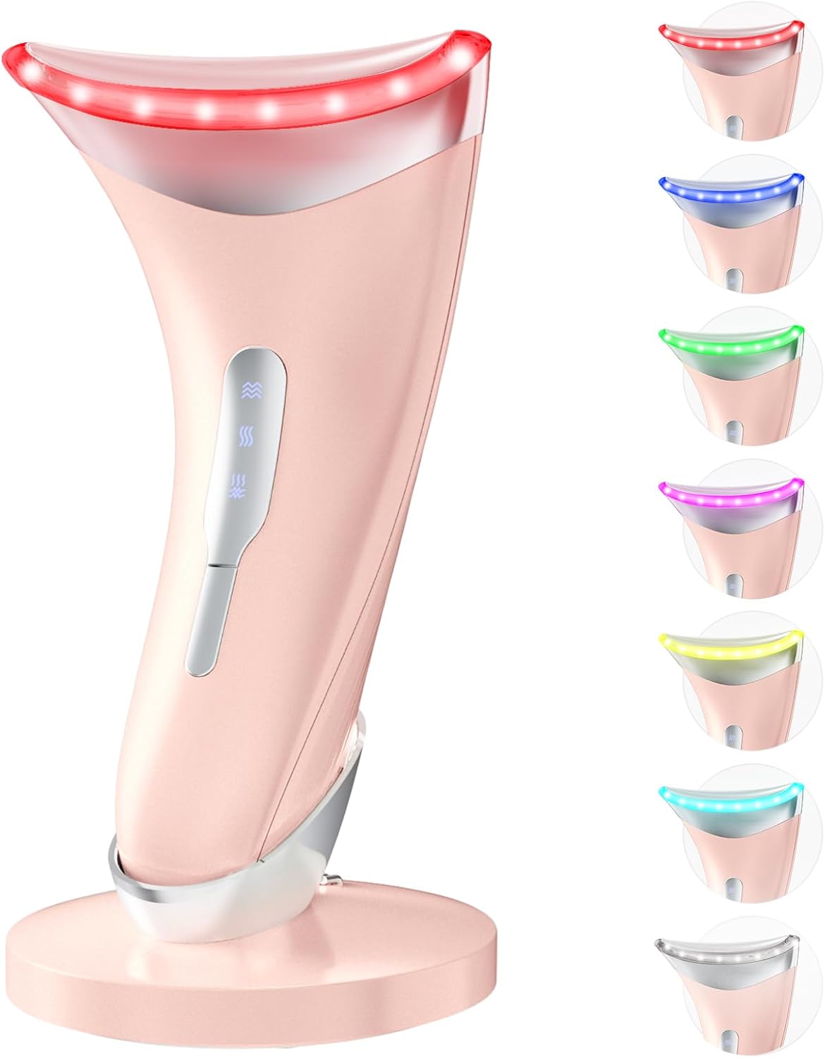 Dopsikn Masajeador facial de terapia de luz de 7 colores con vibrac...