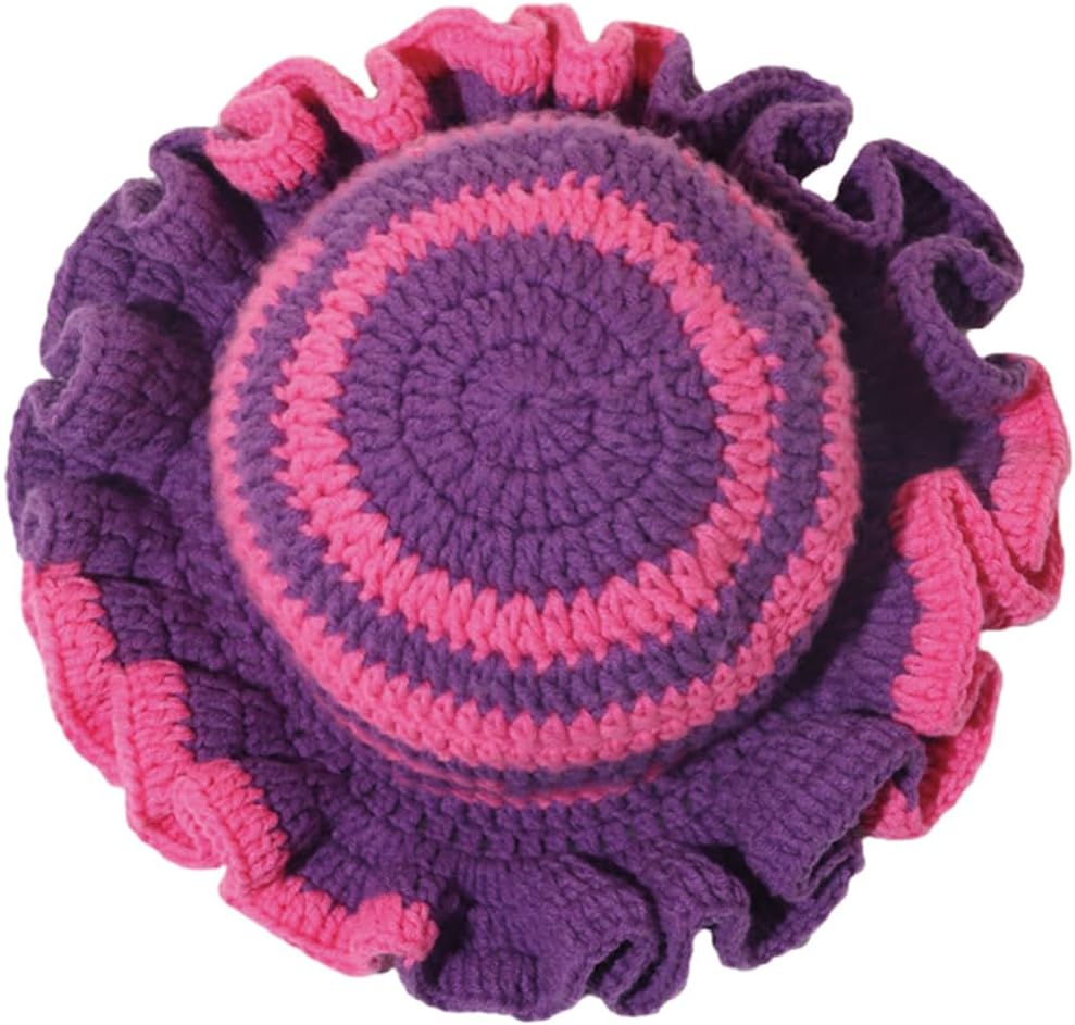 AMOFIA Gorro de punto para mujer, gorro de ganchillo con volantes,...