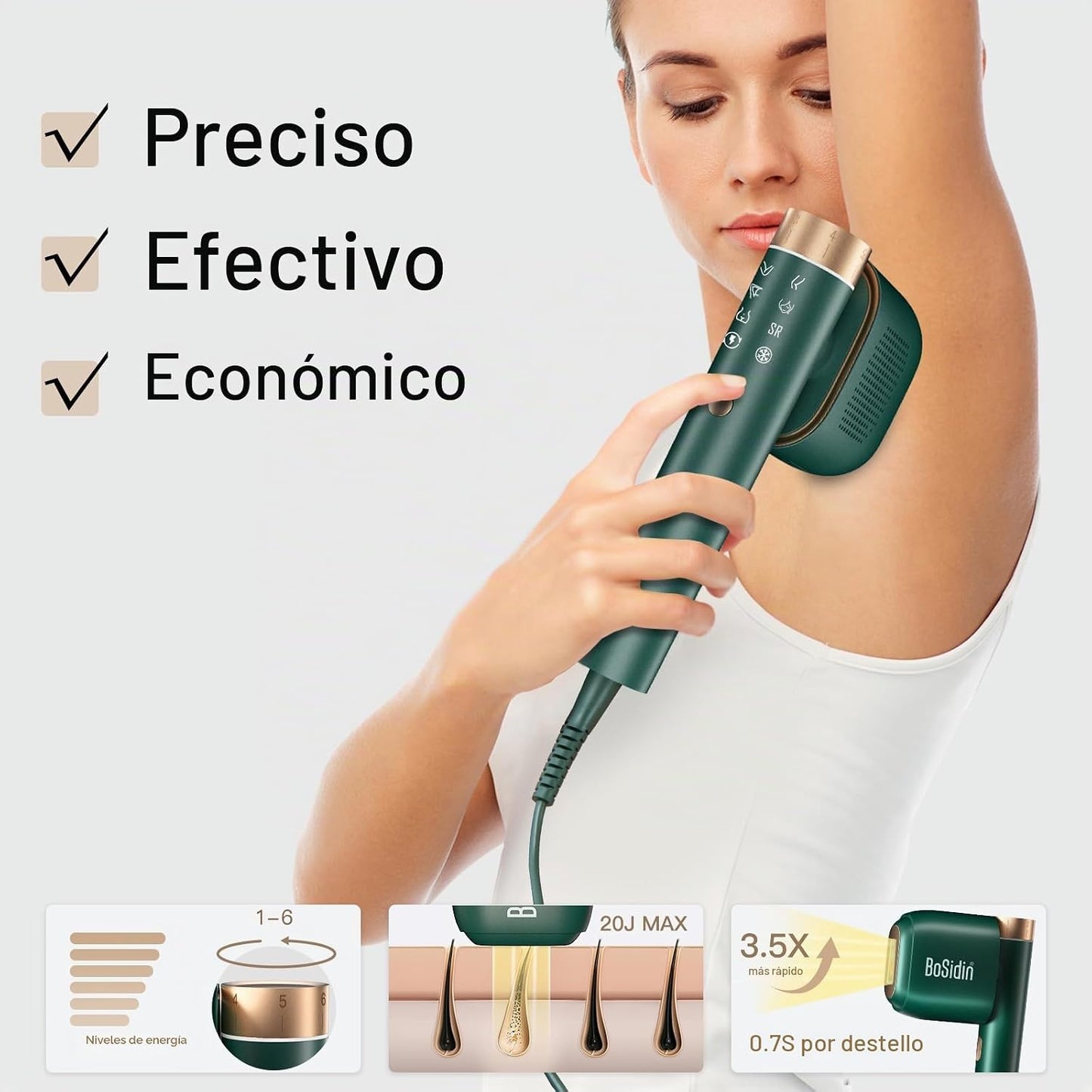 Depilación láser, BoSidin depilación IPL con enfriamiento de hielo...