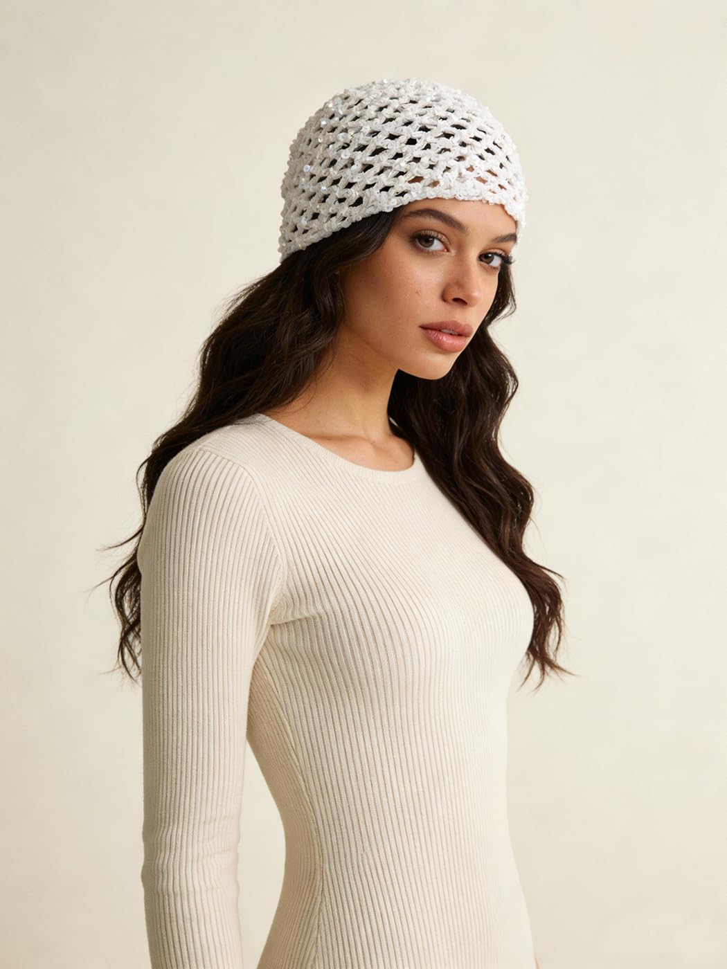 IDOLPET Gorro de verano hecho a mano con lentejuelas de ganchillo p...