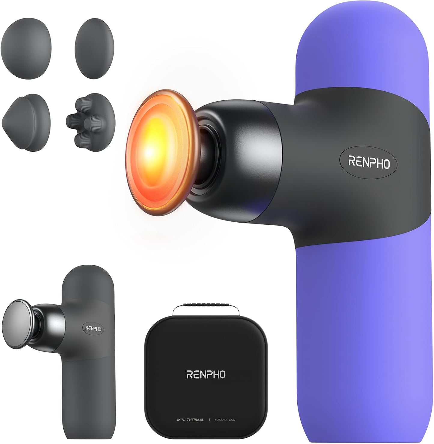 RENPHO Mini pistola de masaje térmico con calor, carcasa de silicon...
