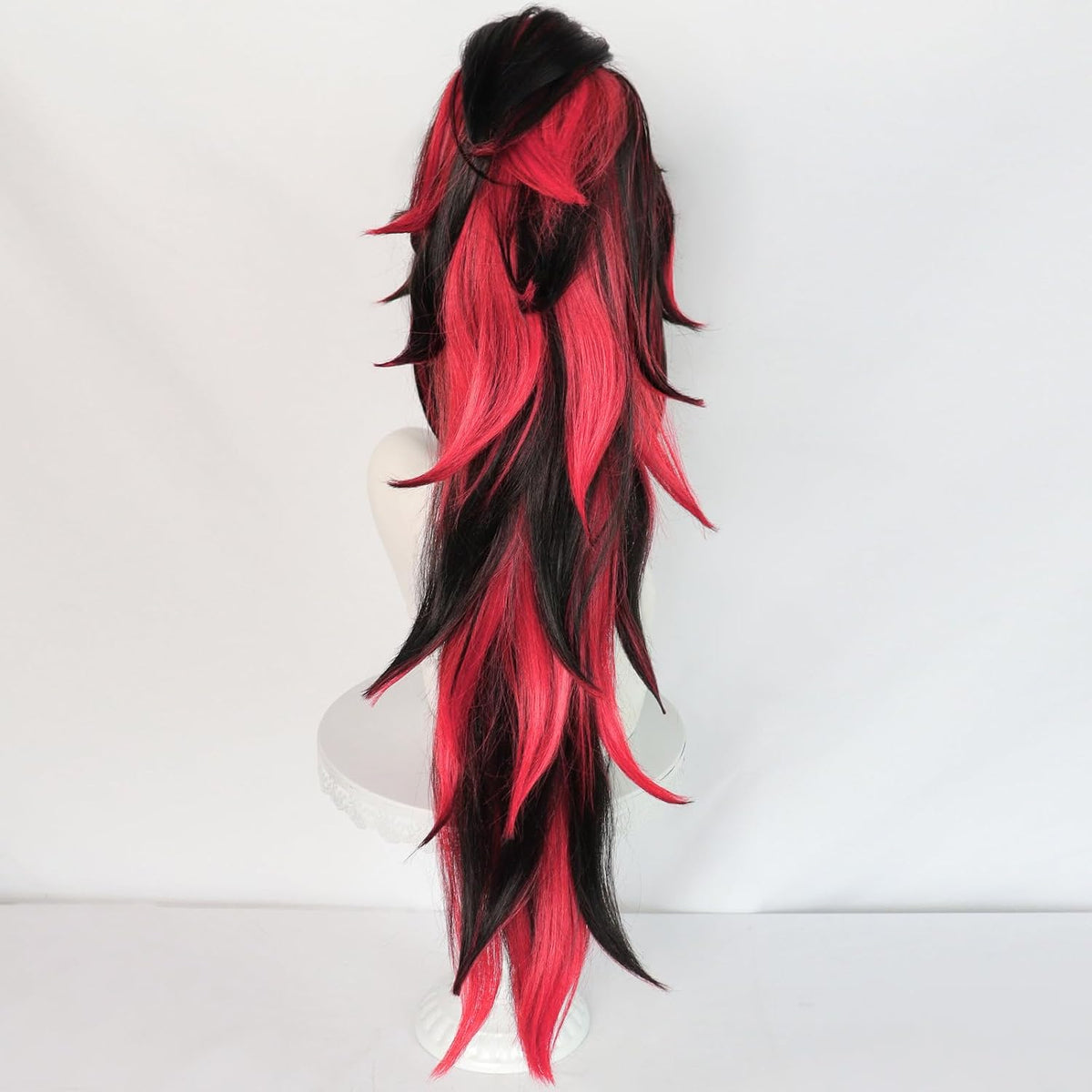 ANOGOL Peluca negra con reflejos rojos para hombres y mujeres, pelu...
