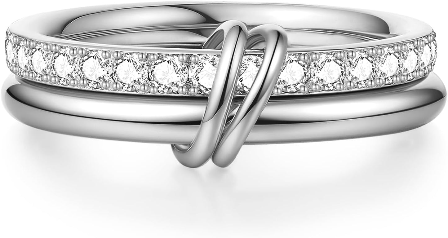 PDWZNBA Anillos apilables chapados en oro de 18 quilates para mujer...