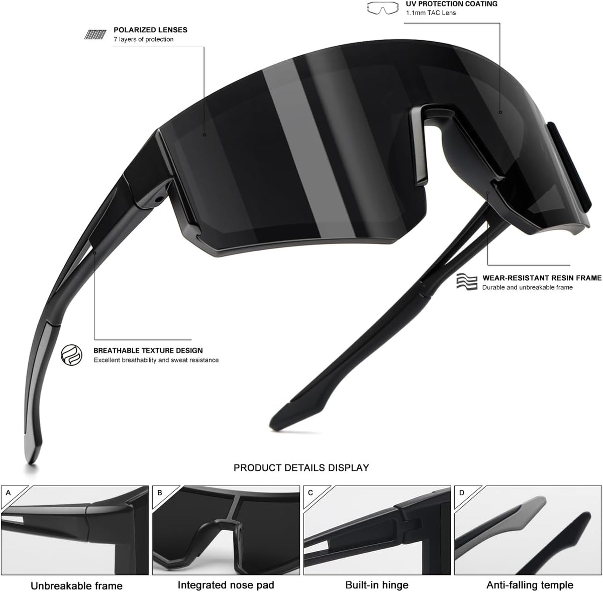 SEKKAF Gafas de sol polarizadas para hombres y mujeres, gafas de so...