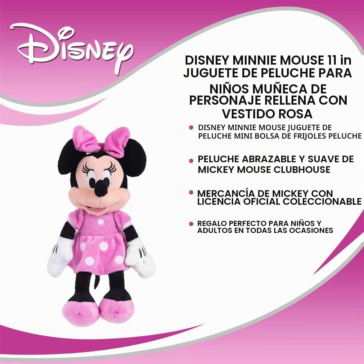 Minnie Disney Peluche Rosa de Frijoles de 11 Pulgadas