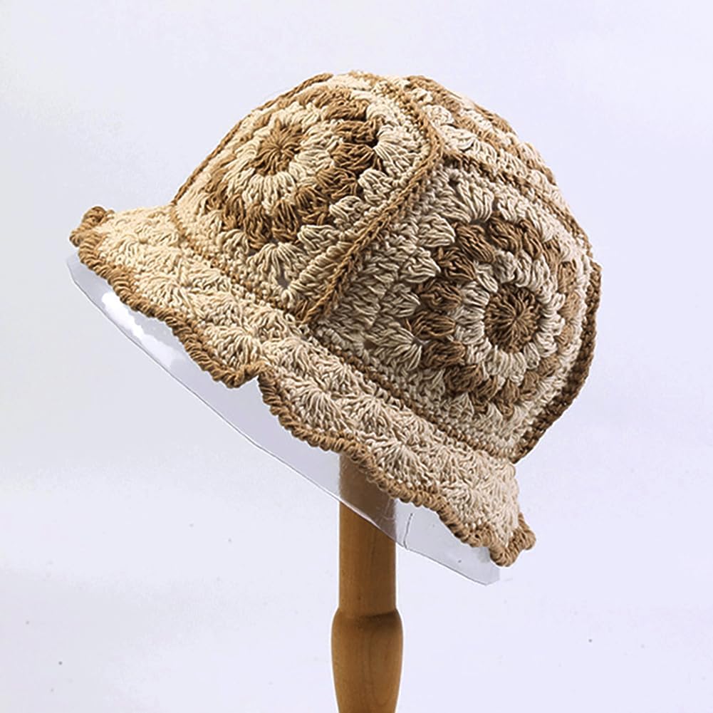 XYIYI Sombrero de Cubo de Ganchillo Tejido para Mujer Hecho a Mano...