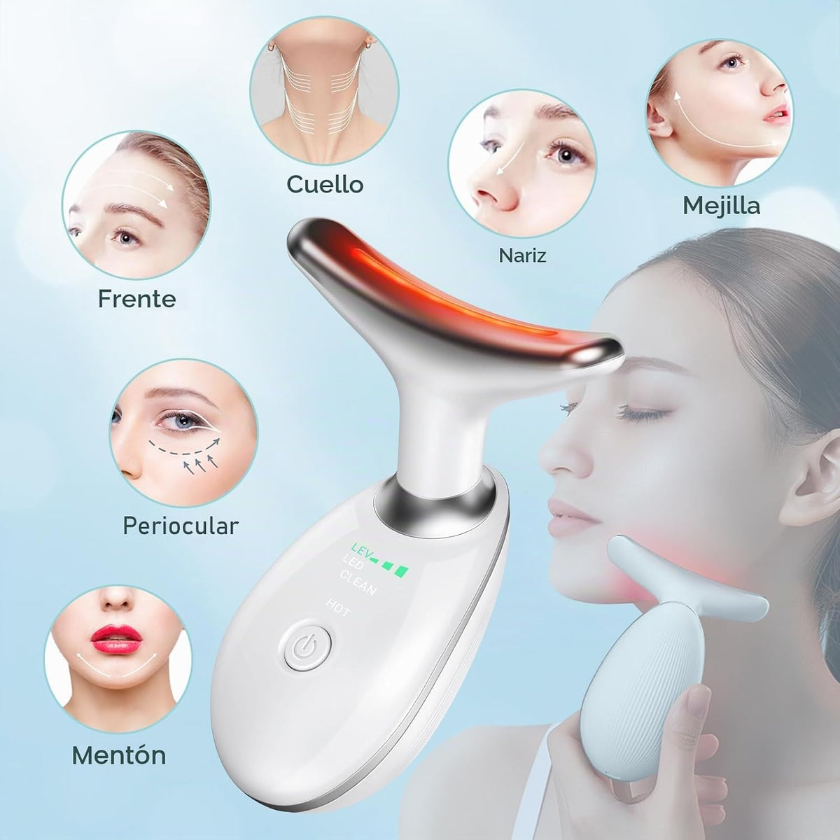 Oriflame Masajeador de cuello y cara, rodillo facial, herramienta p...
