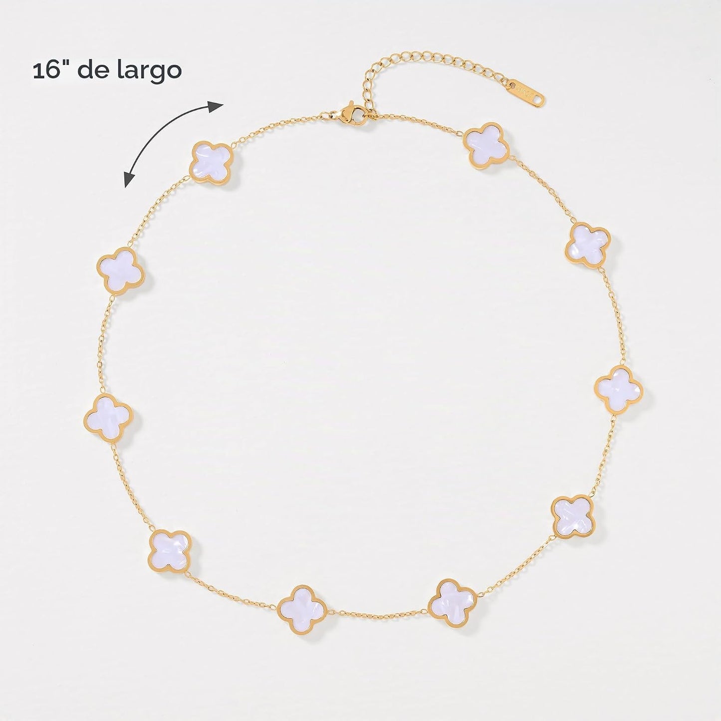 Billet-doux Collar de trébol chapado en oro de 18 quilates para muj...