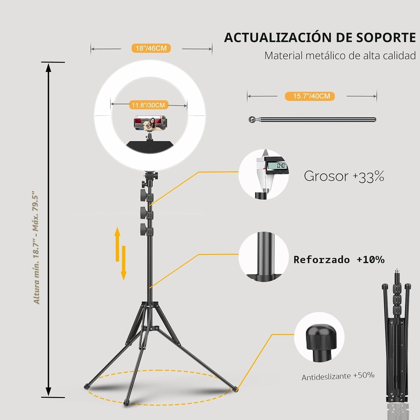 Bzyltrux Kit de Luz de Anillo Grande con Soporte de 79", [Nueva...