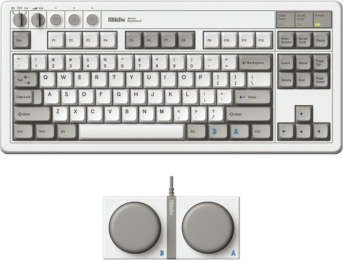 Teclado mecánico retro 8BitDo, teclado para juegos Bluetooth\/2.4G\...