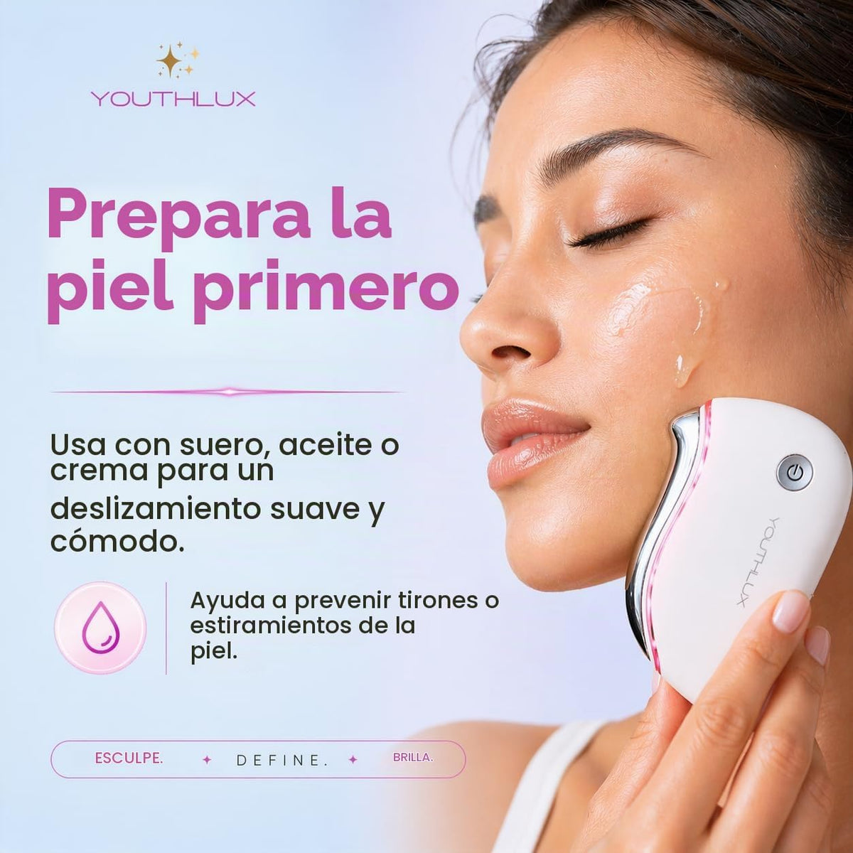 YOUTHLUX ProSculpt - Masajeador facial Gua Sha calentado, herramien...