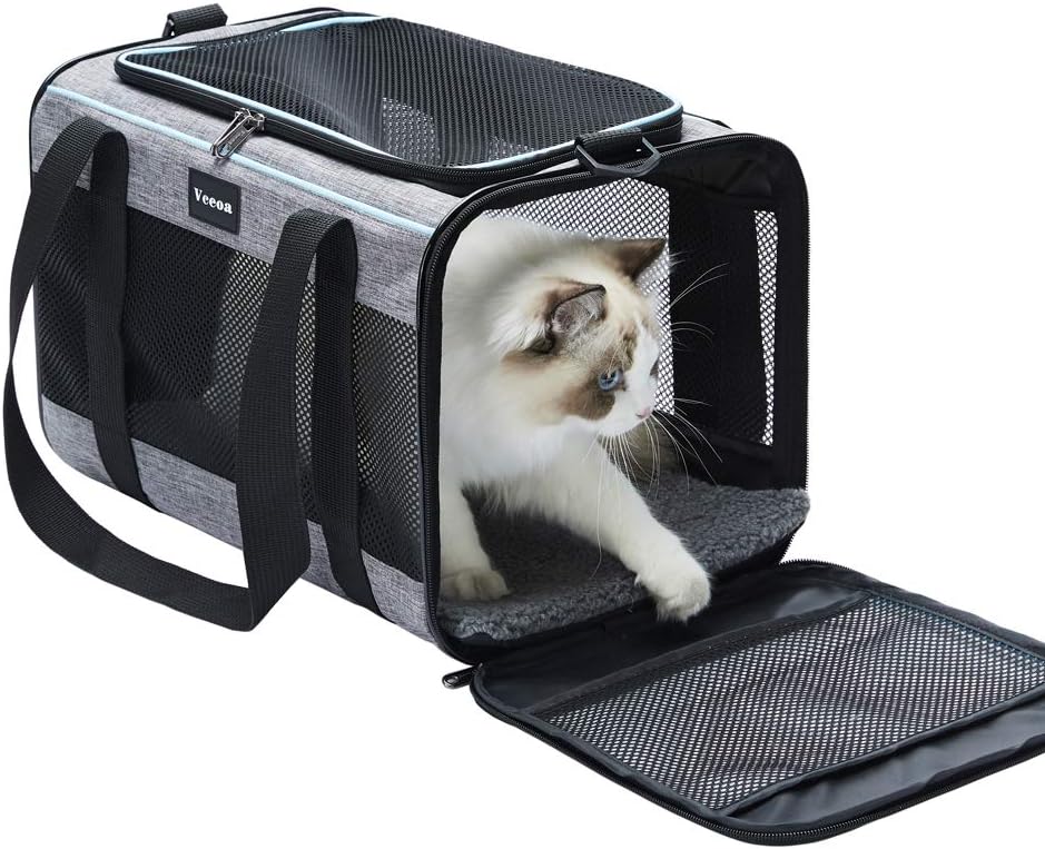 Vceoa Transportador de gatos y perros de 17.5 x 11 x 11 pulgadas, p...
