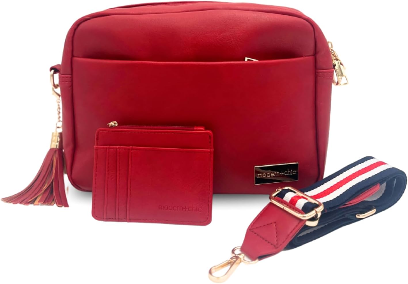 Modern+Chic Bolso cruzado Alice: bolso de cuero vegano con amplios...