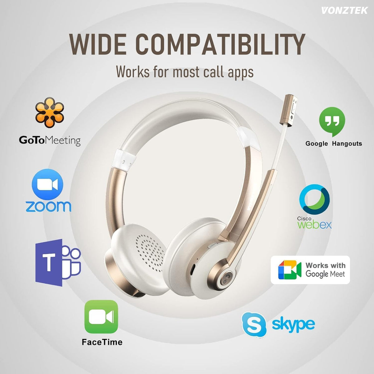 Vonztek Auriculares inalámbricos, auriculares Bluetooth con micrófo...