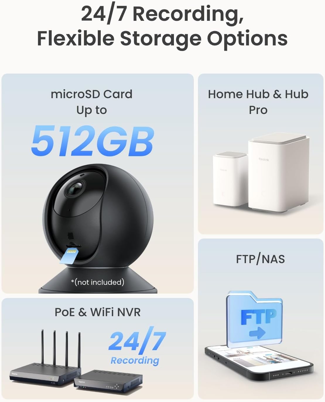 REOLINK E1 Pro (negro) cámara PT de 3K Wi-Fi para interiores para m...