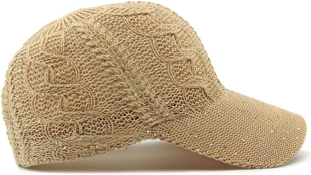 Gorra de béisbol de malla con purpurina para mujer, transpirable, a...