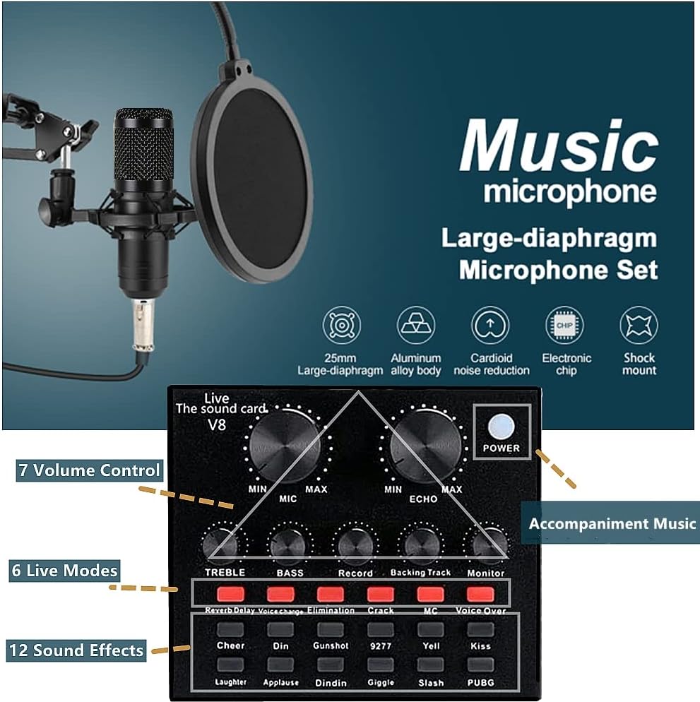 Paquete de equipo de podcast, condensador BM-800 con cambiador de v...