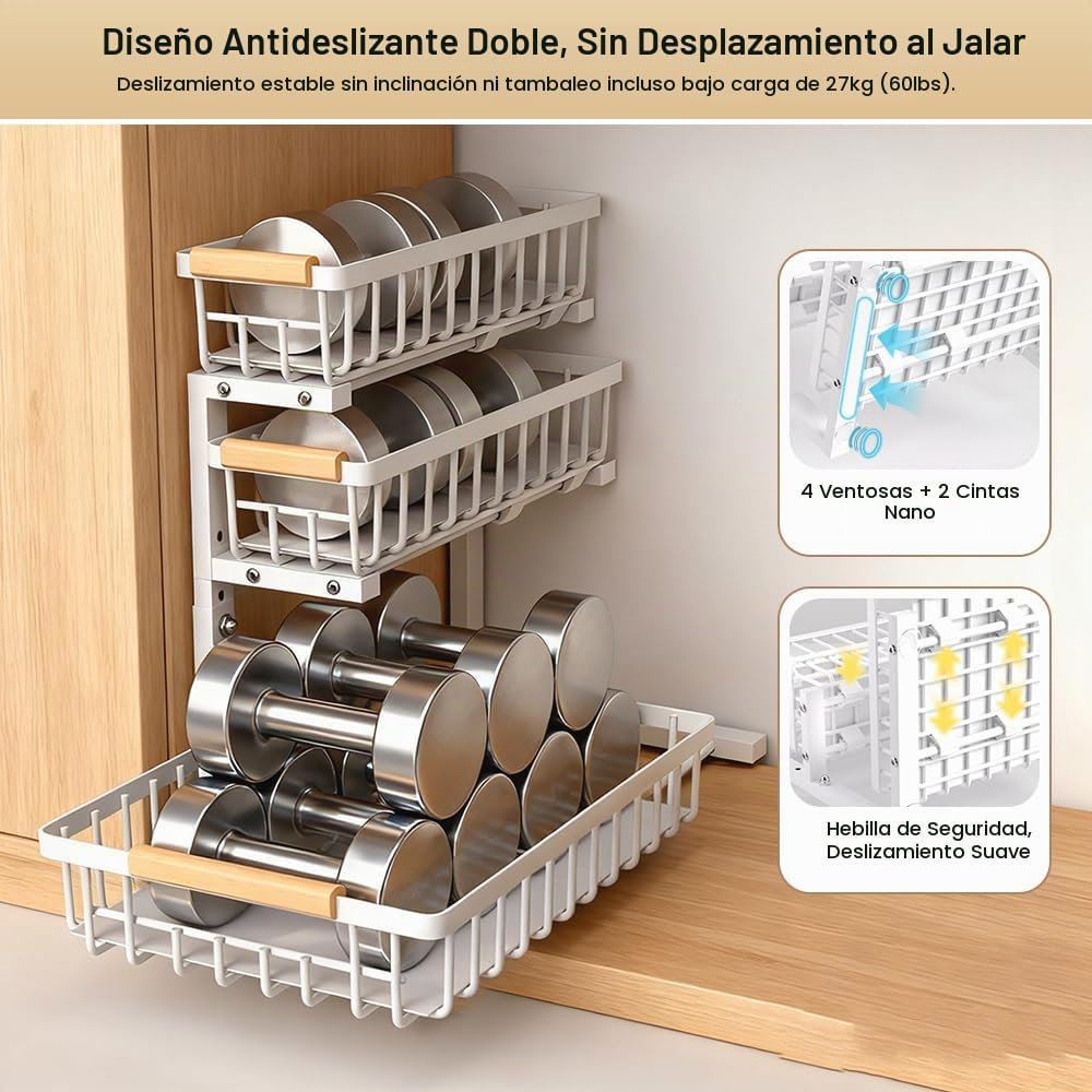 LYSENDUO Organizador para debajo del fregadero, paquete de 2 unidad...