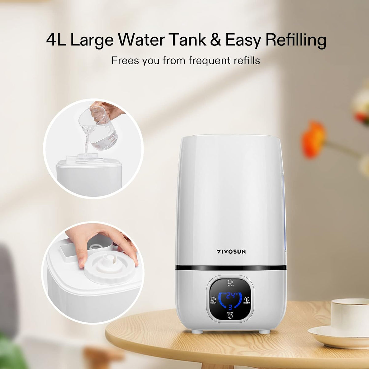 VIVOSUN Humidificador de niebla fría de 4L con control remoto para...