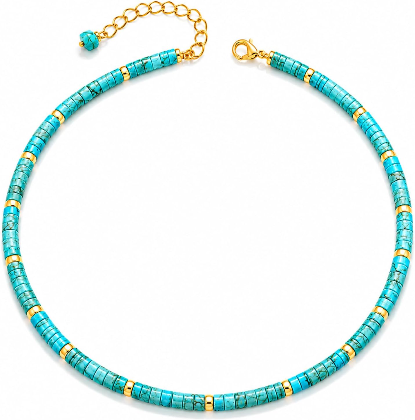 MIDDLUX Collar de cuentas estilo Heishi con gemas\/perlas naturales...