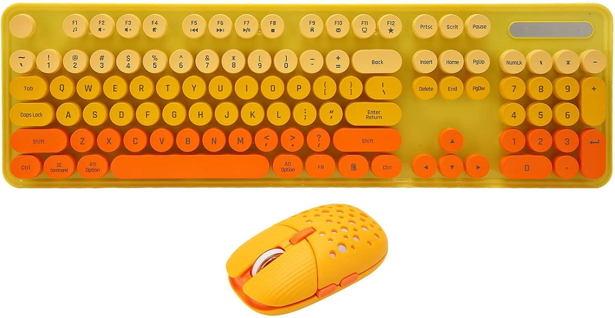 Combo de teclado y mouse inalámbricos, teclado retro de tamaño comp...