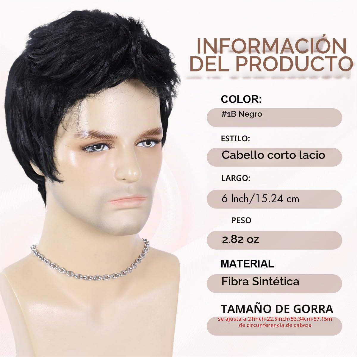 BEAUTY FLAG - Pelucas negras para hombres, cortas y con capas, de p...