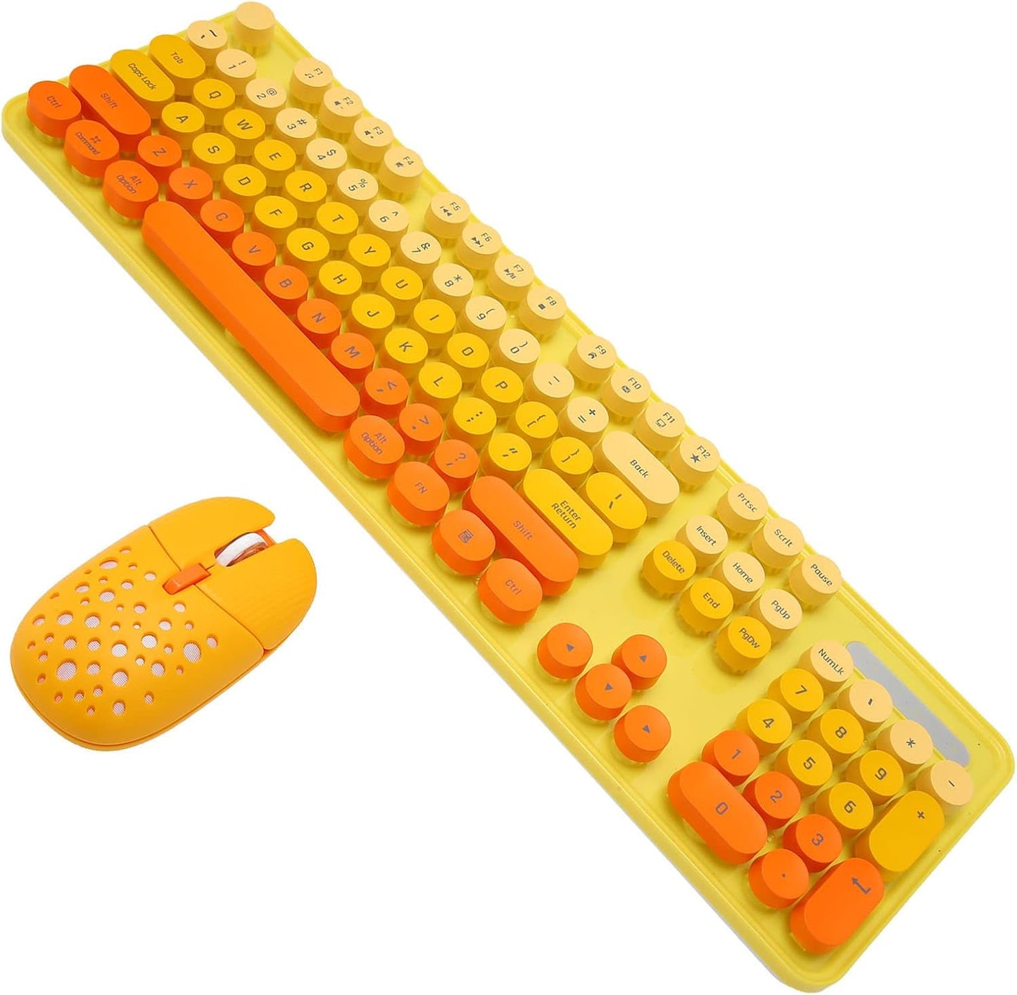Combo de teclado y mouse inalámbricos, teclado retro de tamaño comp...