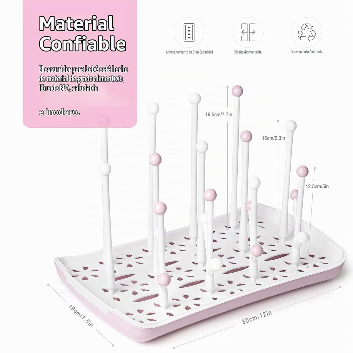 Estante para secar biberones Termichy, estante para biberones de gr...