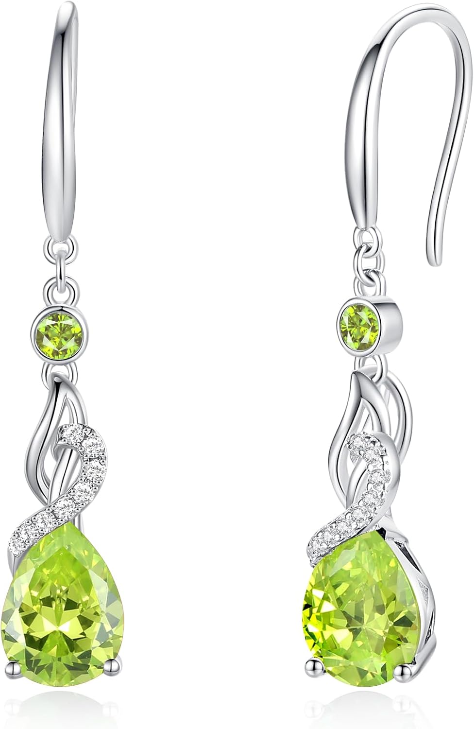 FANCIME Pendientes colgantes con piedra natal de pera para mujer de...