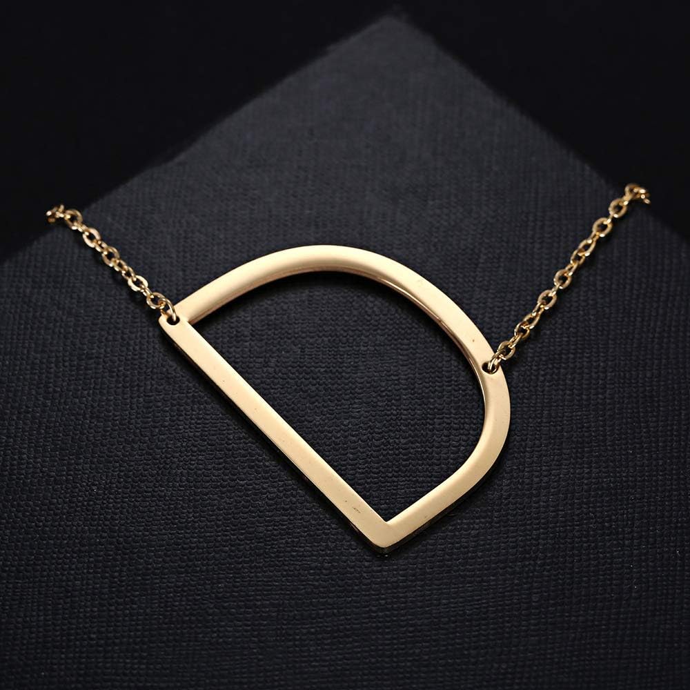 MOMOL - Collar con dije de inicial inclinada de acero inoxidable, c...