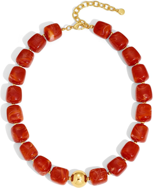 INNERDIVA Joyería de playa de verano, collar de cuentas gruesas par...